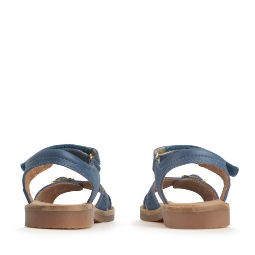 Start-Rite Holiday, Denim blue leather leather girls rip-tape sandals 5201_2