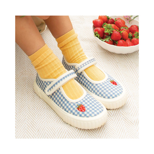 Lemonade, Denim blue gingham canvas single bar rip-tape canvas shoes 6210_2