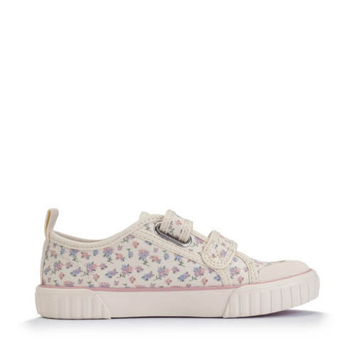 Start-Rite Tide, Cream posy floral kids closed rip-tape canvas shoes 6214_14