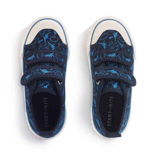 Start-Rite Tide, Navy dino canvas kids closed rip-tape canvas shoes 6214_49