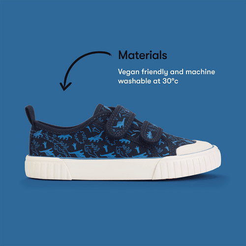 Start-Rite Tide, Navy dino canvas kids closed rip-tape canvas shoes 6214_49