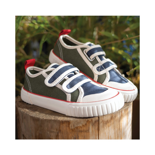 Start-Rite Tide, Tide, Khaki/navy canvas kids closed rip-tape canvas shoes 6214_5