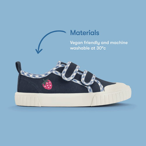 Start-Rite Tide, Tide, Navy strawberry canvas kids closed rip-tape canvas shoes 6214_9