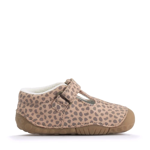 Start-Rite Tumble, Taupe splash nubuck baby girls rip-tape t-bar pre-walkers 0761_4