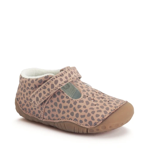 Start-Rite Tumble, Taupe splash nubuck baby girls rip-tape t-bar pre-walkers 0761_4