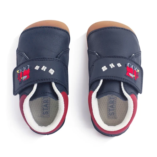 Start-Rite Dinky, Navy leather train babies rip-tape closed pre-walkers 0837_9