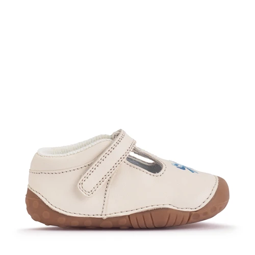 Start-Rite Squish, Cream leather bow girls T-bar rip-tape pre-walker shoes 0858_14