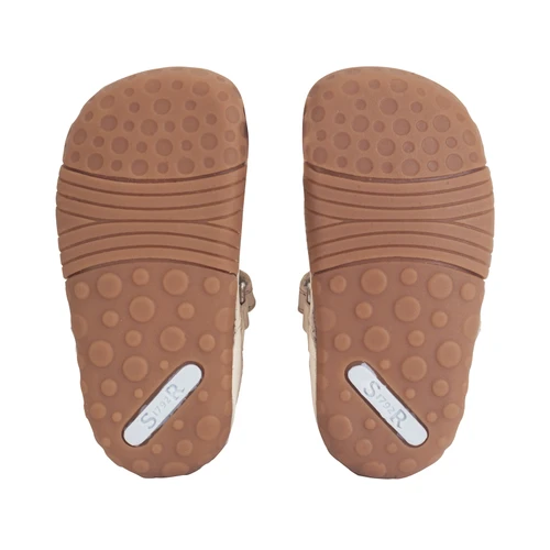 Start-Rite Squish, Cream leather bow girls T-bar rip-tape pre-walker shoes 0858_14
