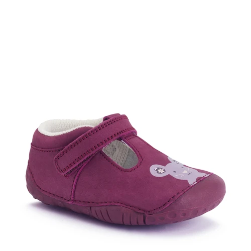 Start-Rite Squish, Berry nubuck mouse girls T-bar rip-tape pre-walker shoes 0858_8