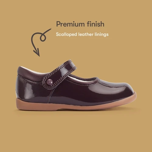 Start-Rite Slide, Burgundy patent girls rip-tape Mary-Jane first shoes 1718_8