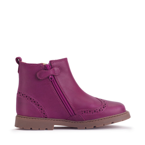 Start-Rite Chelsea, Berry leather/floral girls zip-up ankle boots 1727_58