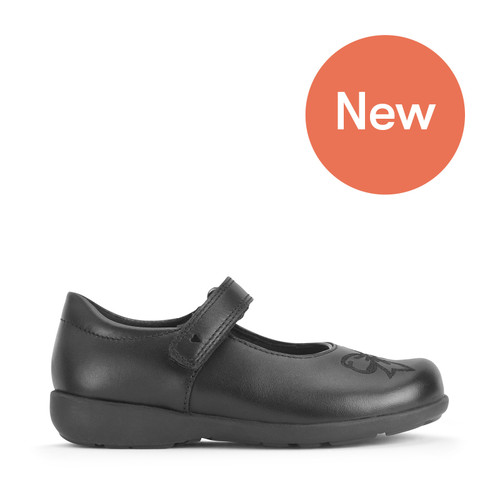 Start-Rite Bow, Black leather girls rip-tape bow first school shoes 1794_7