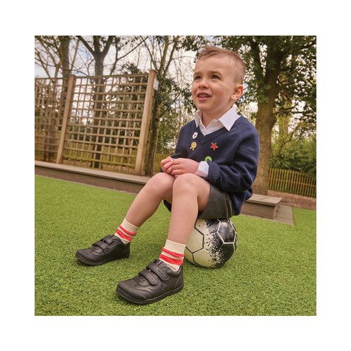 Start-Rite Hat-trick, Black leather rip-tape football first school shoes 1793_7