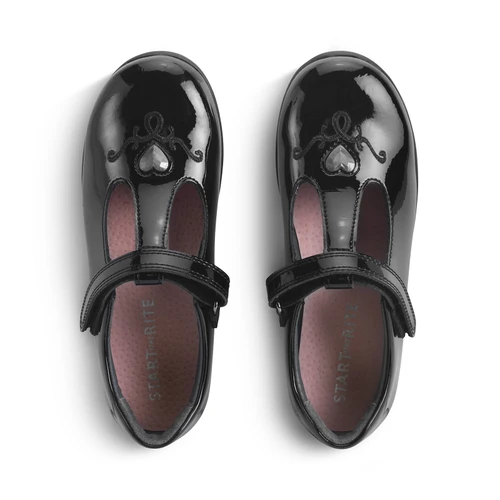 Start-Rite Gem, Black patent girls rip-tape T-bar school shoes 2841_3