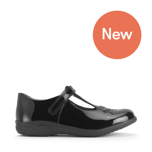 Start-Rite Gem, Black patent girls rip-tape T-bar school shoes 2841_3