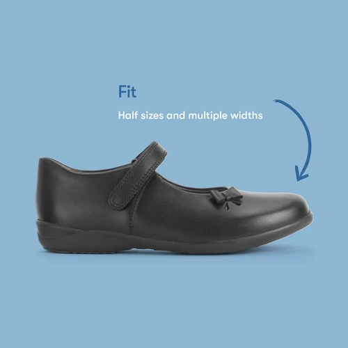 Start-Rite Ribbon, Black leather girls rip-tape Mary-Jane bow school shoes 2845_7