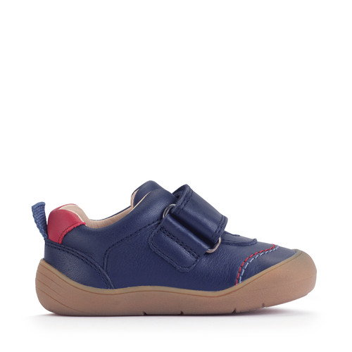 Start-Rite Harvest, Navy leather fire engine rip-tape toddler first walking shoes 0844_9