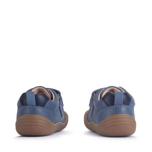 Start-Rite Harvest, Denim blue leather train rip-tape baby first walking shoes 0844_12