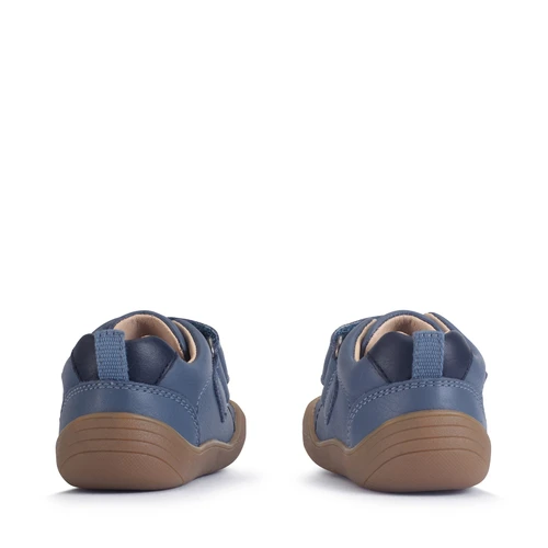 Start-Rite Harvest, Denim blue leather train rip-tape baby first walking shoes 0844_12