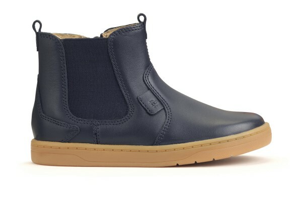 Navy blue leather kids ankle boot