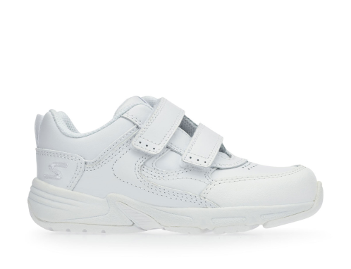 White leather trainer style school shoe