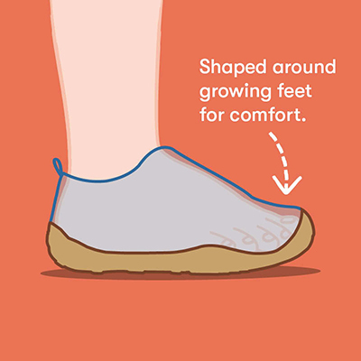 Illustration of child's foot in Start-Rite barefoot shoe focusing on toe protection