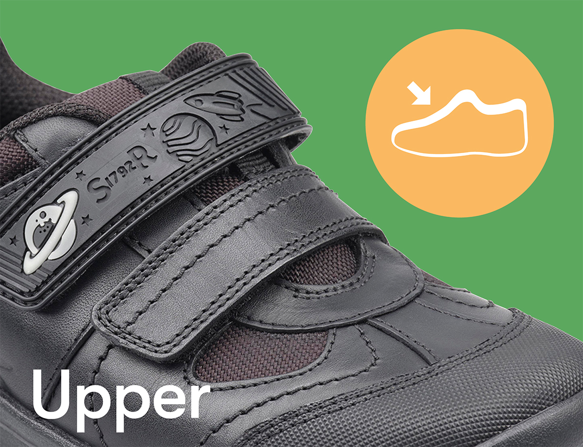 Upper of a shoe with the corresponding symbol