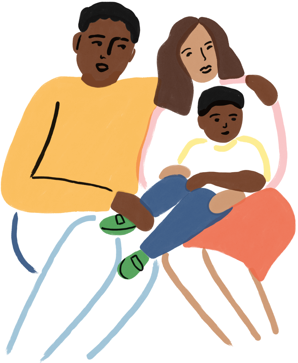 Illustration of a family - two parents and one child