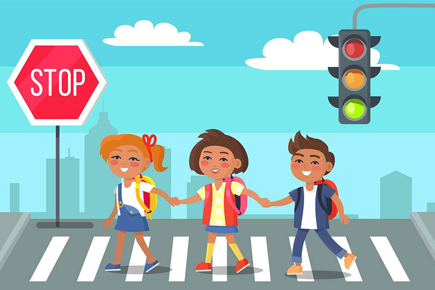 Children crossing the road