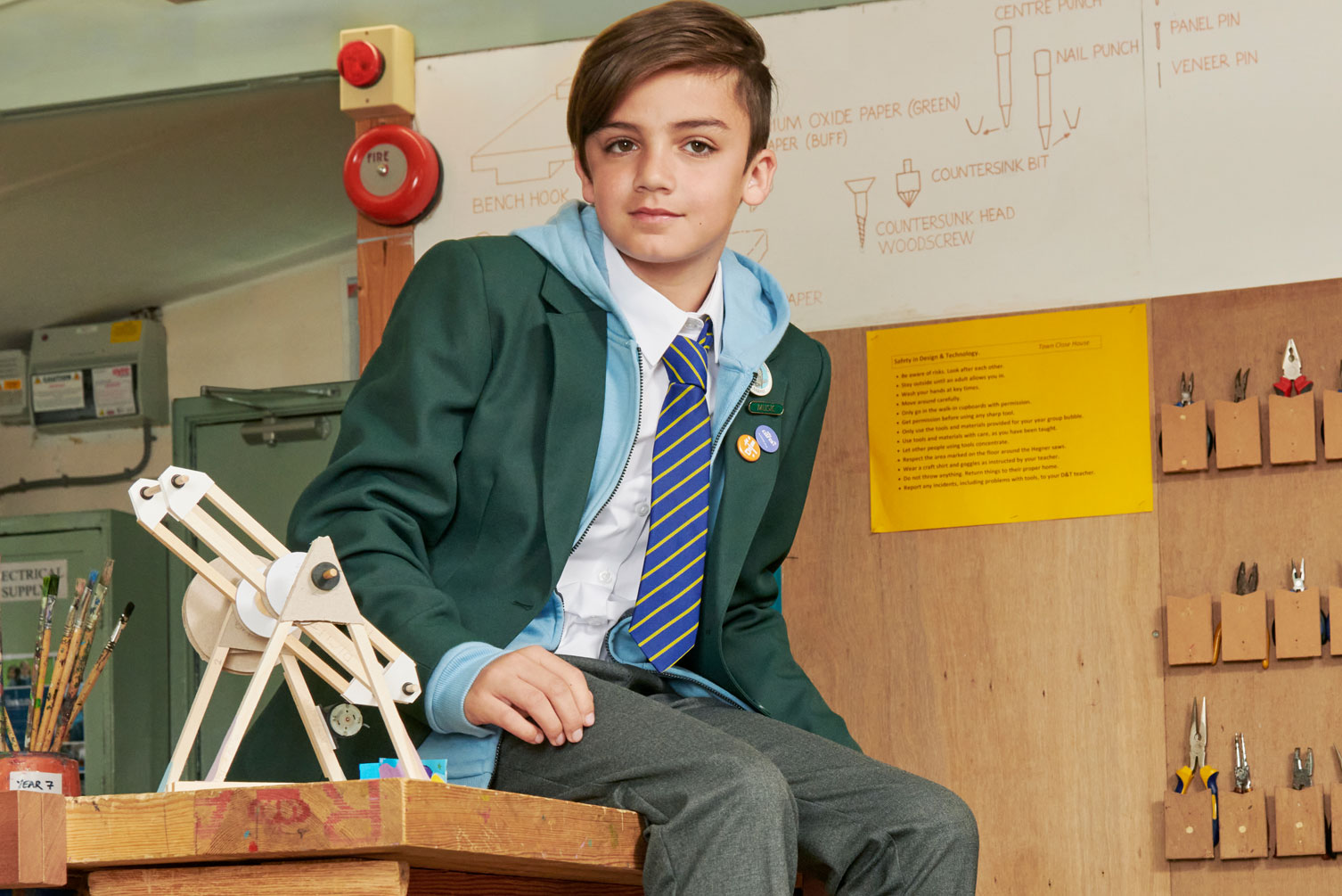 Boy wearing school uniform