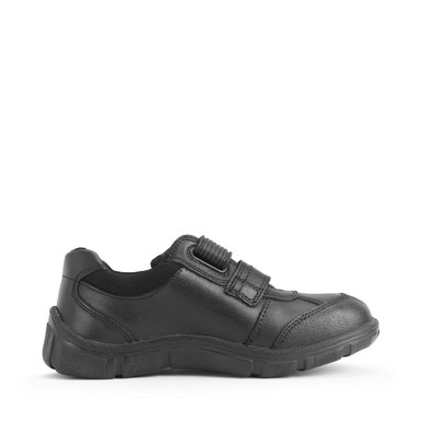 Luke, Black leather boys rip-tape casual school shoes