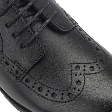 Brogue Pri, Black leather lace-up closed school shoes