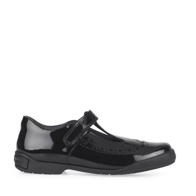 Summer Sales - Leapfrog, Black patent girls rip-tape T-bar school shoes