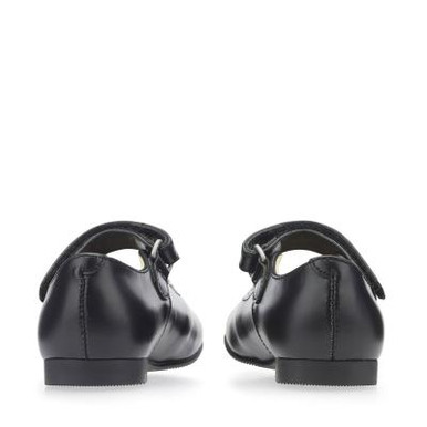 Delphine, Black leather girls rip-tape traditional school shoes