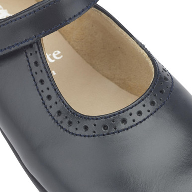 Delphine, Navy leather girls rip-tape traditional school shoes