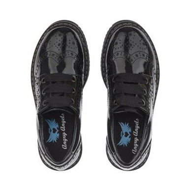 Impulsive II, Black patent girls lace-up closed school shoes