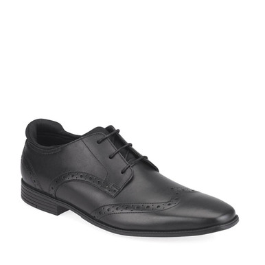 Tailor, Black leather senior boys lace-up school shoes
