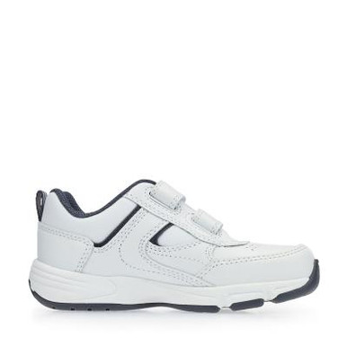 Meteor, White/navy leather rip-tape school trainers