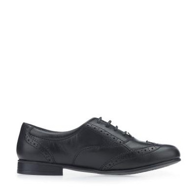 Start-Rite Shoes Matilda, Black Leather Girls Lace-up Closed School Shoes