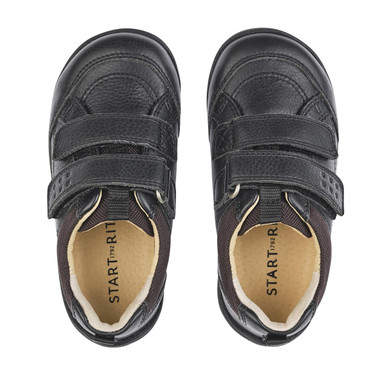 Zigzag, Black leather boys rip-tape first school shoes