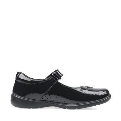 Start-Rite Shoes Wish, Black Patent Girls Rip-tape School Shoes