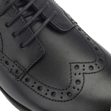 Brogue Pri, Vegan black synthetic lace-up school shoes