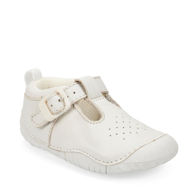 Baby Jack, White leather t-bar buckle pre-walkers