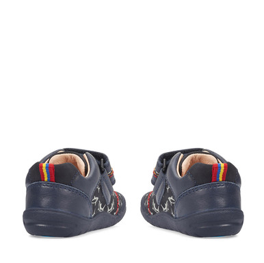 Jaws, Navy shark print nubuck boys rip-tape first walking shoes