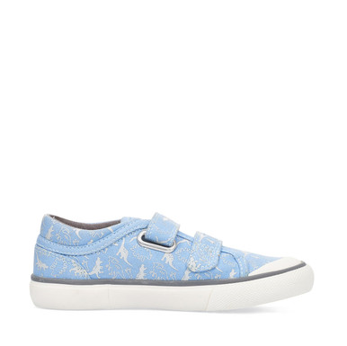 Jurassic, Pale blue dino print rip-tape canvas shoes