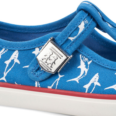 Surf, Blue shark print t-bar buckle canvas shoes