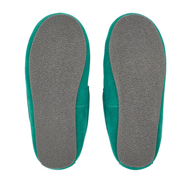 Snuggle, Green suede dino slip-on slippers