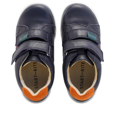 Explore, Navy blue leather boys rip-tape pre-school shoes