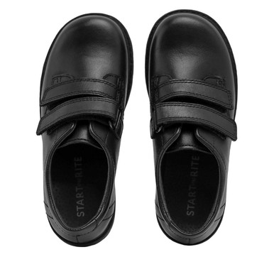 Lucky, Black leather boys rip-tape pre-school shoes