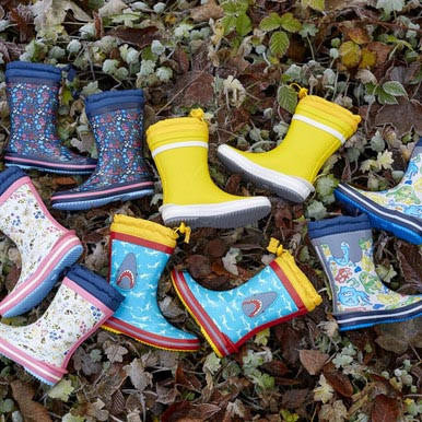 Big Puddle, Pink floral girls water resistant wellies